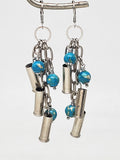 Triple 22 Caliber Turquoise Beaded SILVER Bullet Earrings