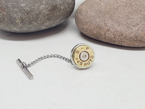 Bullet Tie Tack with Chain - Multiple Calibers Available