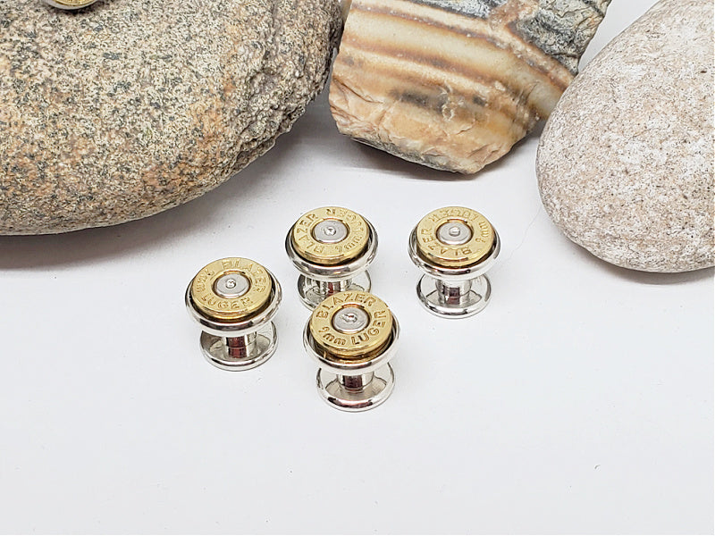 dress studs gold 4 Gold Black Shirt Studs main image 0