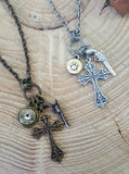 Silver God & A Gun Charm Bullet Necklace