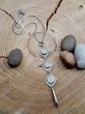 Triple Diamond Pendant Lariat Style Bullet Necklace