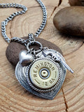 12 Gauge Shotshell Heart Necklace - Shot Thru the Heart Bullet Necklace