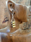 Triple Brass 25 Auto Stacked Tube Style Chain Bullet Earrings-SureShot Jewelry