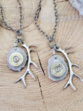 Antler Jewelry - Antler Slice Shotshell Bullet Necklace