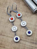 Triple Bullet Earrings - Patriotic - Red White & Blue