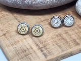 Bullet Studs - 9mm Bullet Earrings - Choice of Brass or Nickel Casings