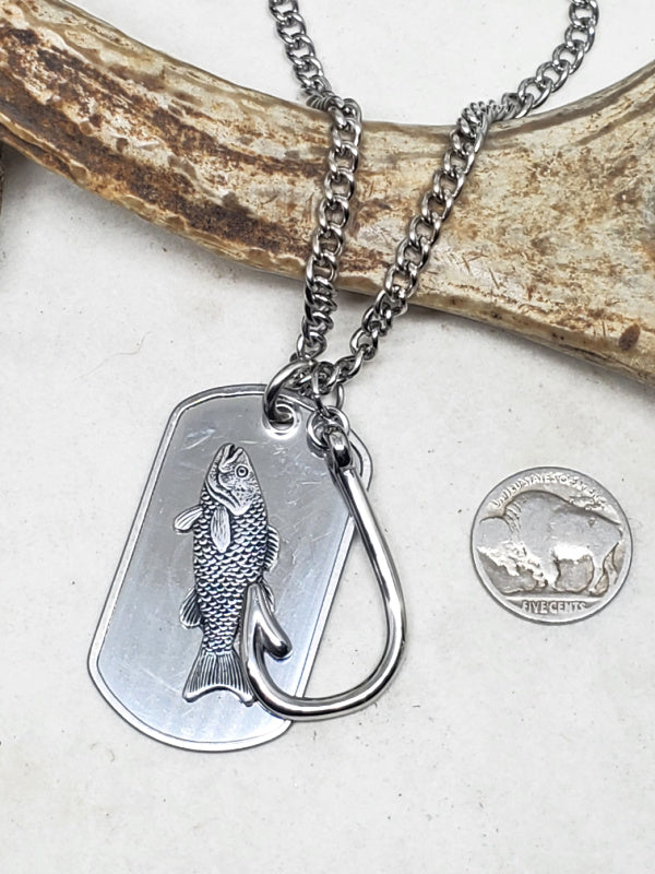 Men's Jewelry - Stainless Steel Fish Hook Dog Tag Necklace from SureShot  Jewelry