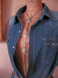 Triple Concho & Bar Long Lariat or Y Style Bullet Necklace