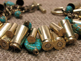 Mixed Bullet & Turquoise Brass Loaded Charm Bracelet