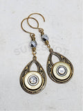Antique Gold Openwork Teardrop 410 Gauge Beaded Bullet Earrings