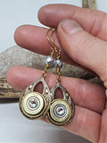 Antique Gold Openwork Teardrop 410 Gauge Beaded Bullet Earrings