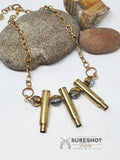 Triple .223 Beaded Antique Gold Bullet Necklace
