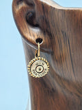 Antique Gold Beaded Bezel Bullet Earrings - Lever Back Style