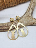 Laser Cut Buck Head Teardrop .223 Post Dangle Bullet Earrings