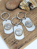 Buffalo Nickel Coin Stainless Steel Dog Tag Key Ring