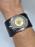 12 Gauge Shotshell Oval Concho Black Cuff Bracelet