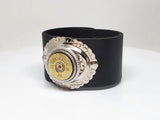 12 Gauge Shotshell Oval Concho Black Cuff Bracelet