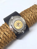 12 Gauge Shotshell Oval Concho Black Cuff Bracelet