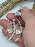 32 Auto Marquise Shape Hoop & Beaded Dangle Bullet Earrings