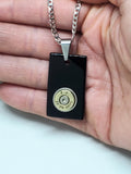 Men's Black Onyx Rectangle Tag Bullet Necklace