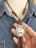 Vintage Winchester Watch Fob Leather Fringe Necklace