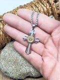 Men's 9mm Bullet Cross Necklace-Men's Necklaces-SureShot Jewelry