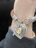 Multi-Strand Leather Heart Bullet Bracelet-Bracelets-SureShot Jewelry