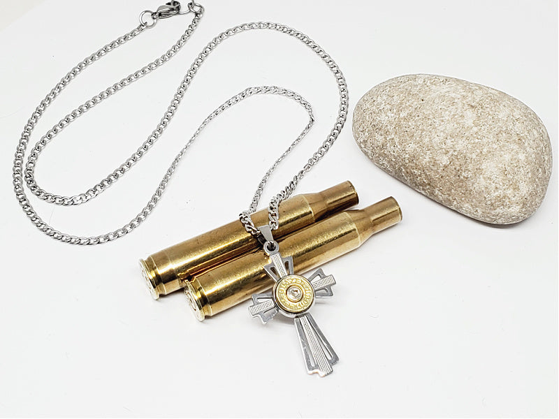 Men's 9mm Bullet Cross Necklace - Main Image
