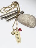 Flattened .223 Rifle Casing "X" & "O" 9mm with Heart Gold Bullet Necklace