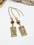 Flattened 22 Caliber "X" & "O" Gold Marquis Wire Bullet Earrings