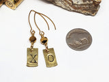 Flattened 22 Caliber "X" & "O" Gold Marquis Wire Bullet Earrings