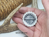 12 Gauge Western Style Antique Silver Concho Pin