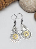 Hand Etched Teardrop Style Bullet Earrings-Earrings-SureShot Jewelry