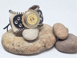 12g Shotshell, Concho & Leather Baseball Cuff Bracelet