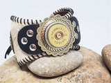 12g Shotshell, Concho & Leather Baseball Cuff Bracelet