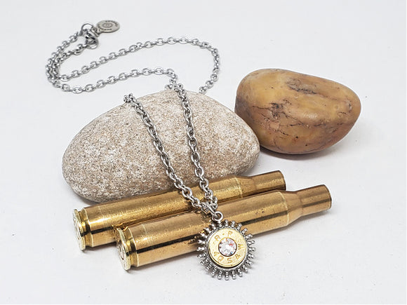Small Caliber Sunburst Style Bullet Necklace