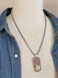 Stainless Steel Military Size Dog Tag Bullet Necklace