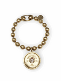 12 Gauge Shotshell Big Ball Chain Brass Charm Bracelet displayed on a white background.