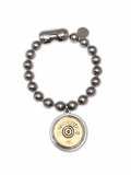 12 Gauge Shotshell Big Ball Chain Silver Charm Bracelet displayed on a white background.