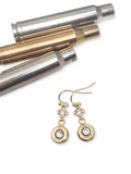 Elegant Diamond Encrusted Gold Bullet Dangle Earrings