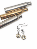 Elegant Diamond Encrusted Silver Bullet Dangle Earrings