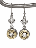 Elegant Diamond Encrusted Silver Bullet Dangle Earrings