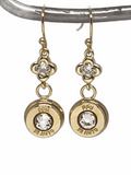 Elegant Diamond Encrusted Gold Bullet Dangle Earrings