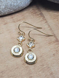 Elegant Diamond Encrusted Gold Bullet Dangle Earrings
