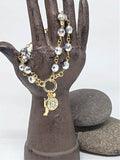 Silver Beaded Circle Clip Ring Gold Bullet Charm Bracelet
