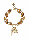 Tortoise Gold Beaded Circle Clip Ring Gold Bullet Charm Bracelet