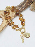 Tortoise Gold Beaded Circle Clip Ring Gold Bullet Charm Bracelet