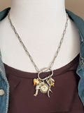 Gun Girl Mixed Metal Multi-Charm Brass Bullet Necklace