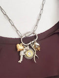 Gun Girl Mixed Metal Multi-Charm Brass Bullet Necklace