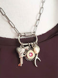 Gun Girl Silver Multi-Charm Nickel Bullet Necklace